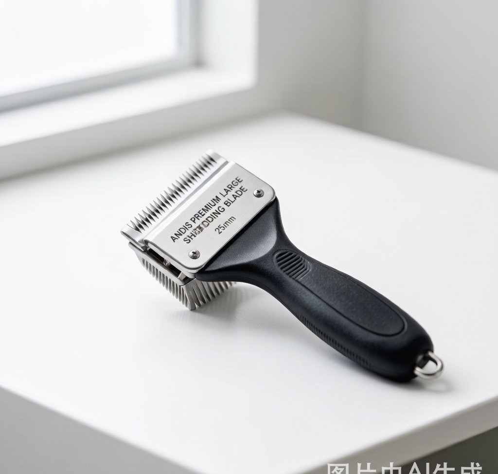 Andis Premium Large Shedding Blade — stainless steel loop-style dual-sided shedding blade with comfortable grip handle