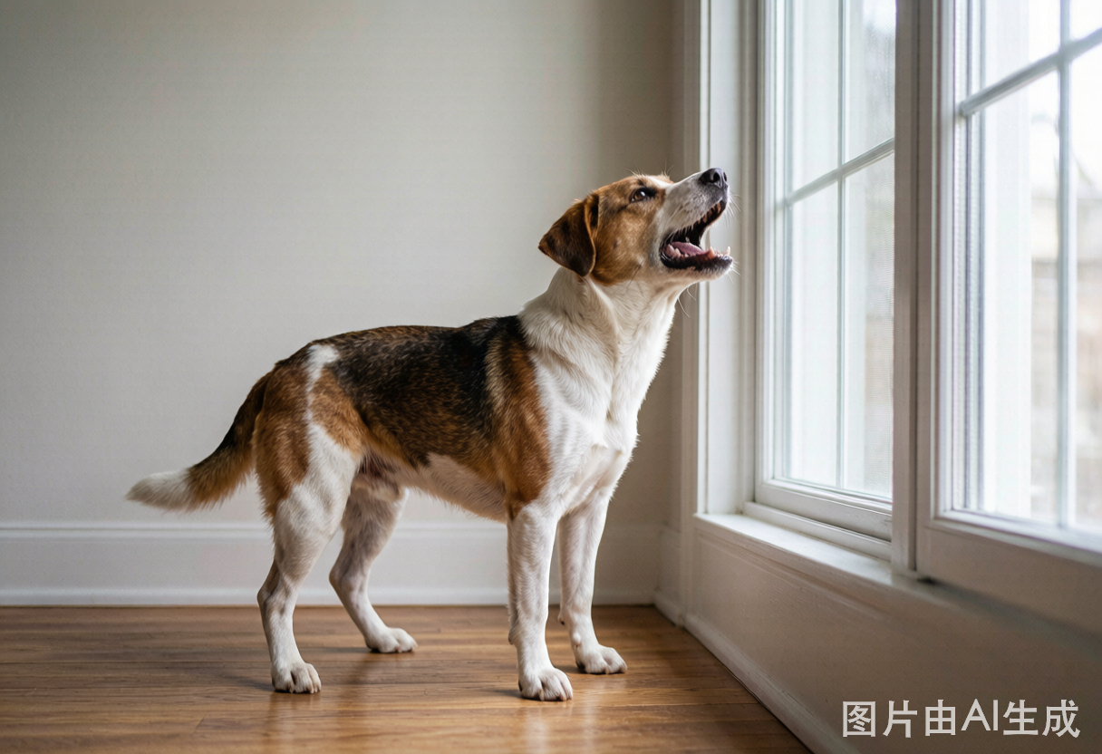 A dog barking at the window