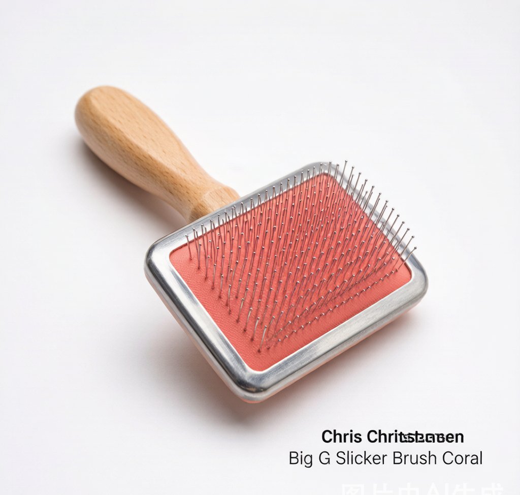 Chris Christensen Big G Slicker Brush — coral pink professional-grade brush with long polished pins and wooden handle