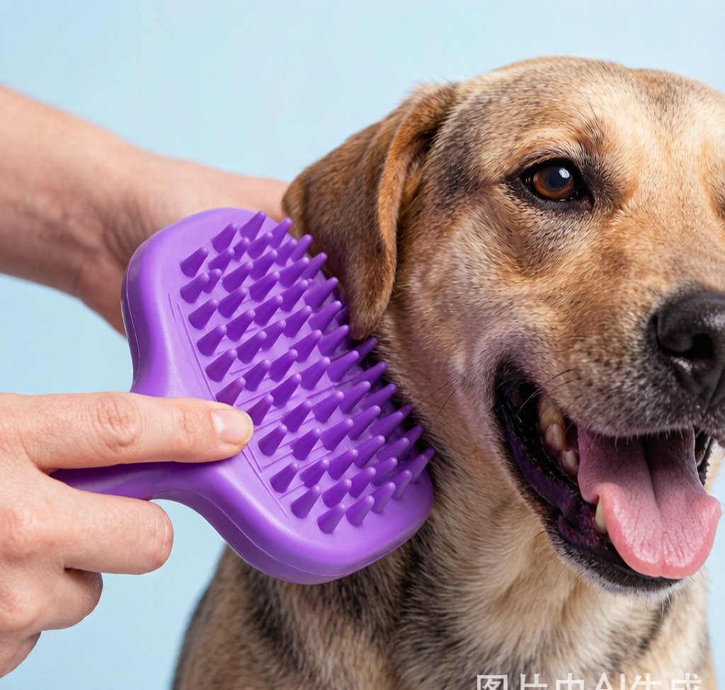 Kong ZoomGroom — purple rubber brush with soft massage nubs